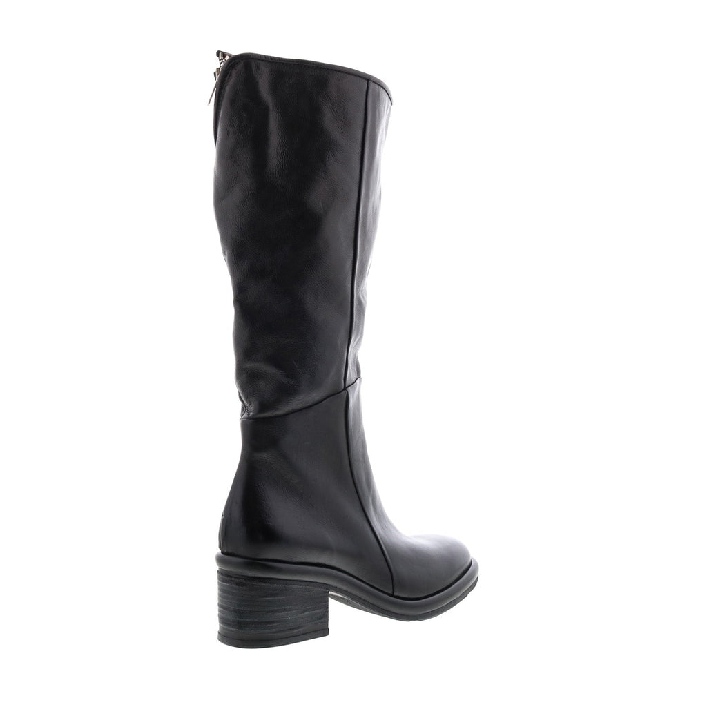 Lynton A95305-101 Womens Black Leather Zipper Knee High Boots