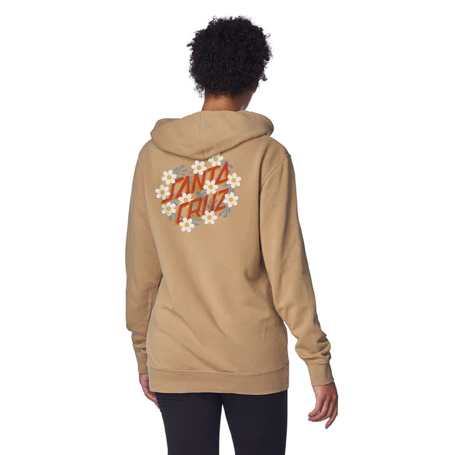 Santa Cruz Womens Free Spirit Floral P O Hooded Boyfriend Sweatshirt Sandstone