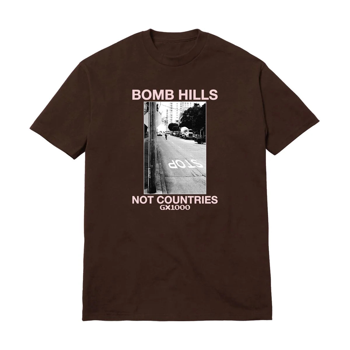GX1000 Bomb Hills Tee Brown Rose Font