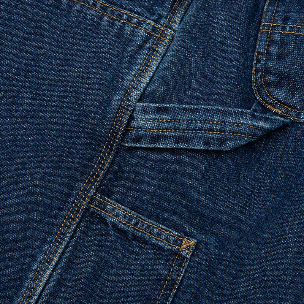 Double Knee Short Blue Stone Washed