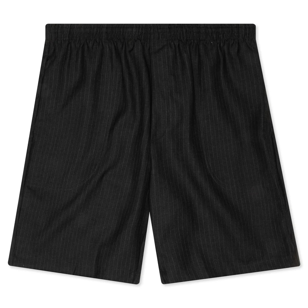 Japanese Wool Field Short Black Pinstripe