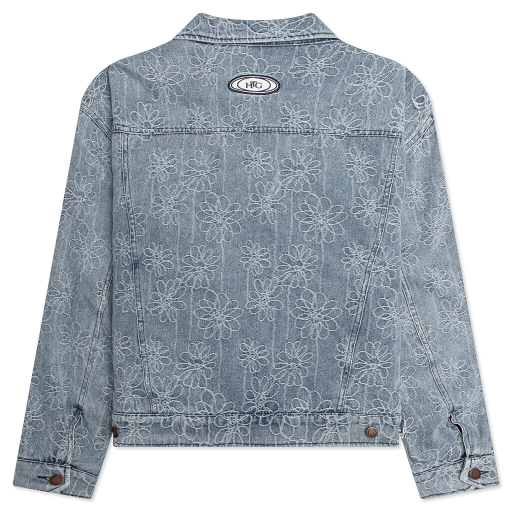 Floral Denim Jacket Light Indigo