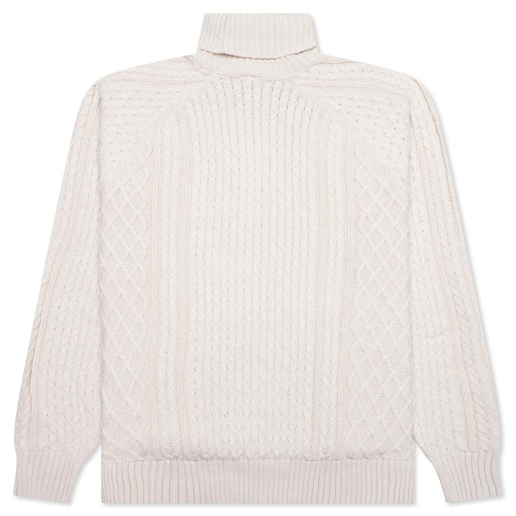 Nike Life Cable Knit Turtleneck Sweater Light Bone