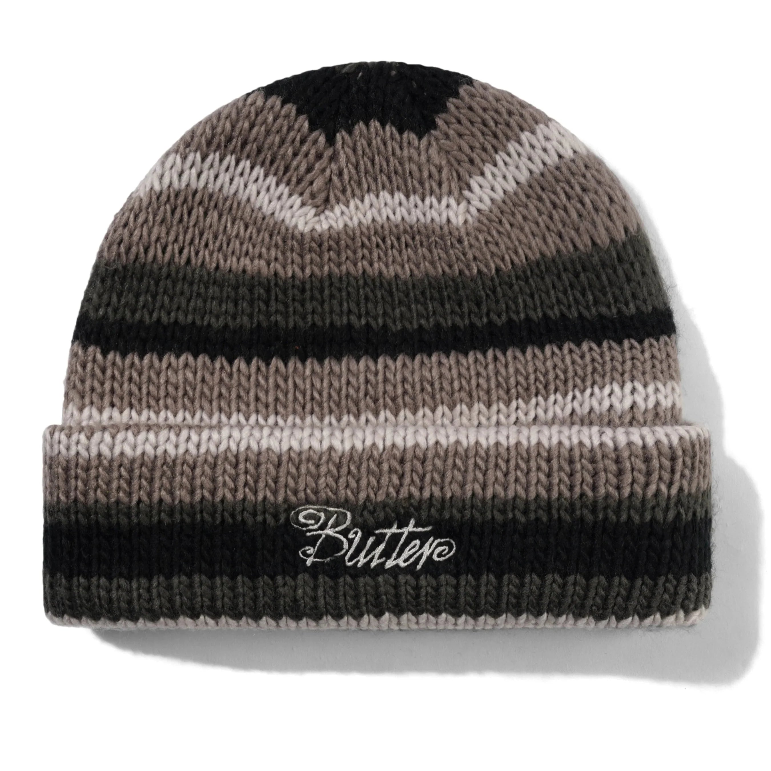 Butter Goods Ombre Strip Knit Beanie Black