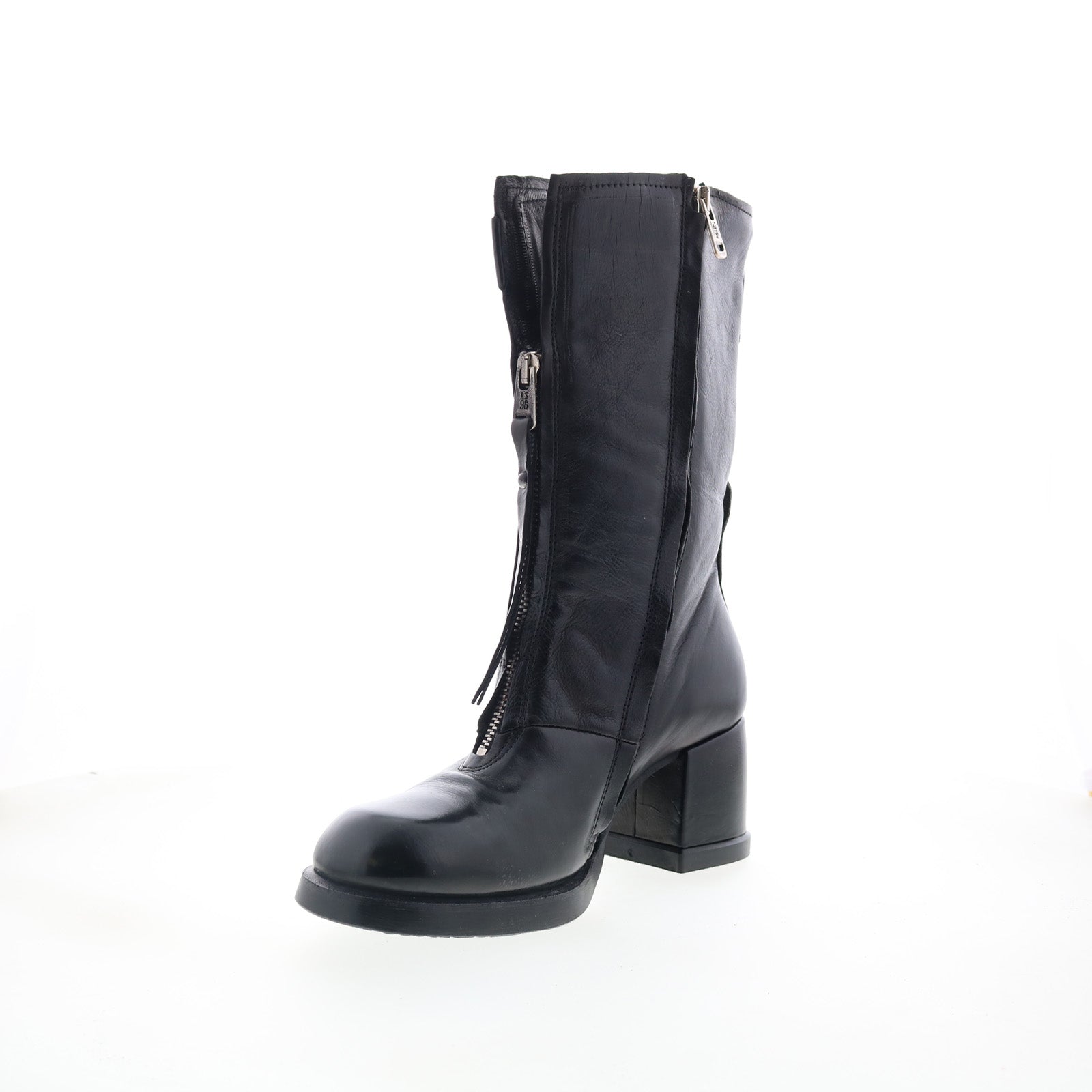 Ansel Womens Black Leather Zipper Casual Dress Boots
