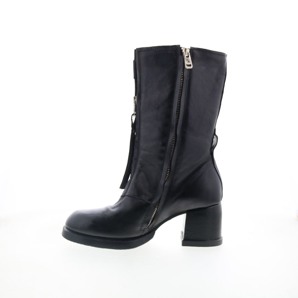 Ansel Womens Black Leather Zipper Casual Dress Boots