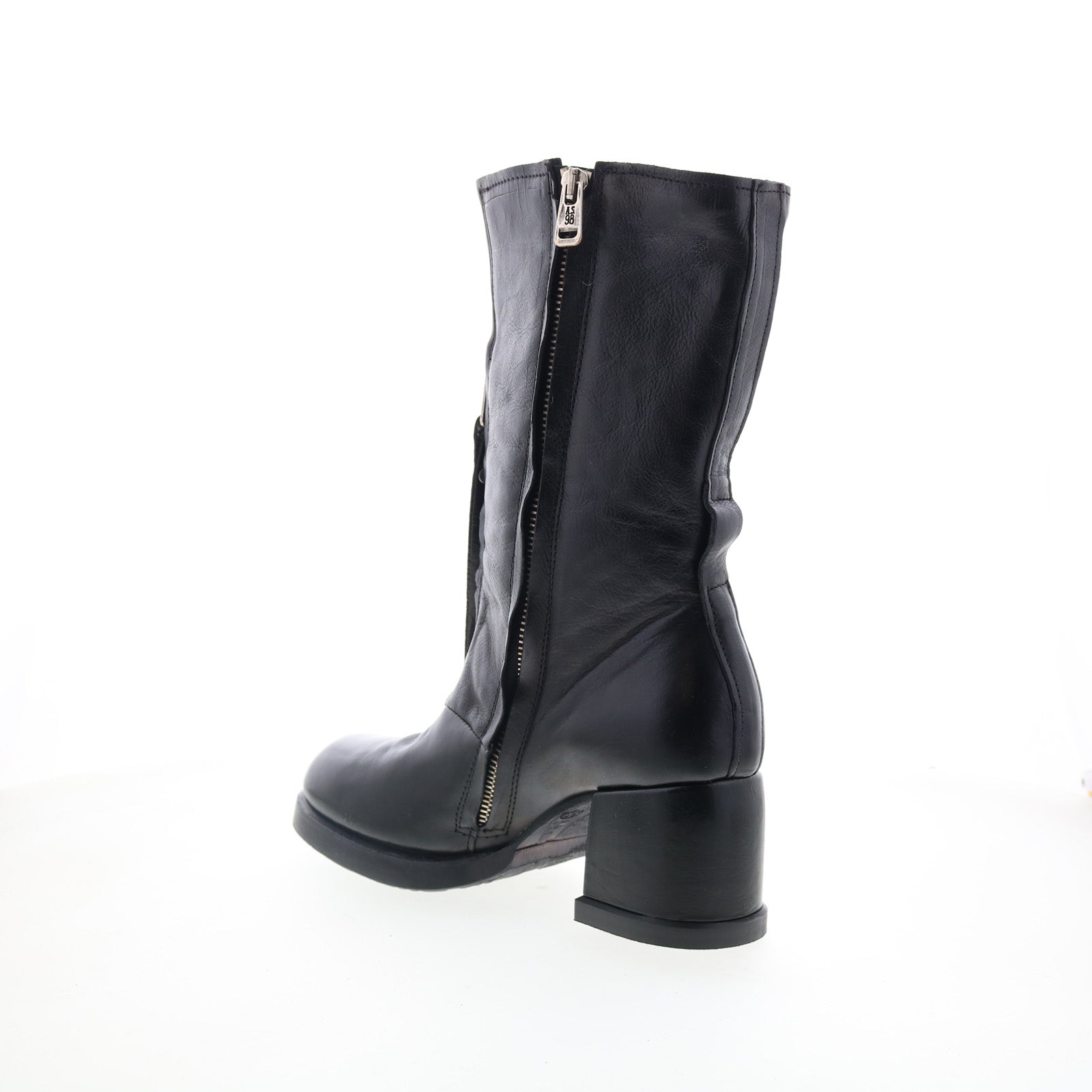 Ansel Womens Black Leather Zipper Casual Dress Boots