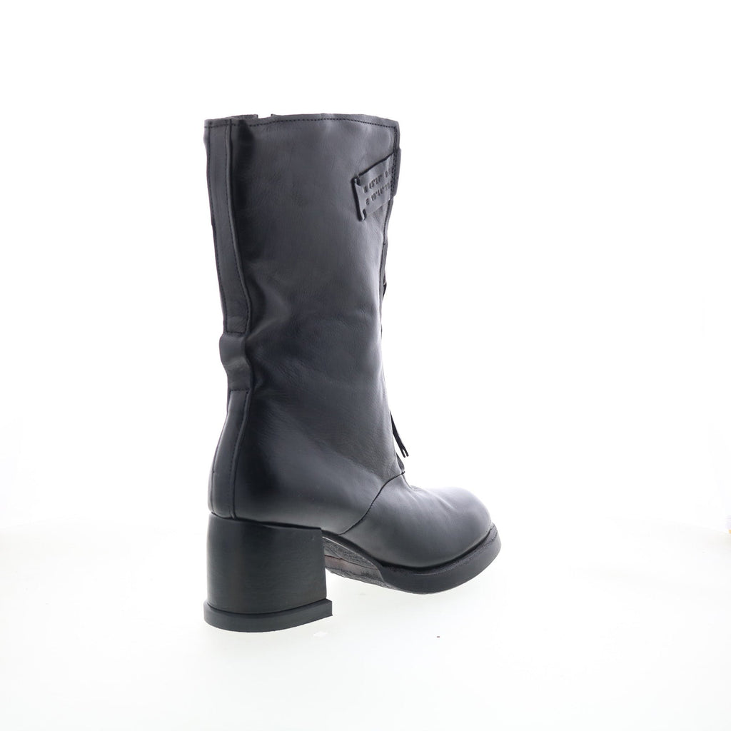 Ansel Womens Black Leather Zipper Casual Dress Boots