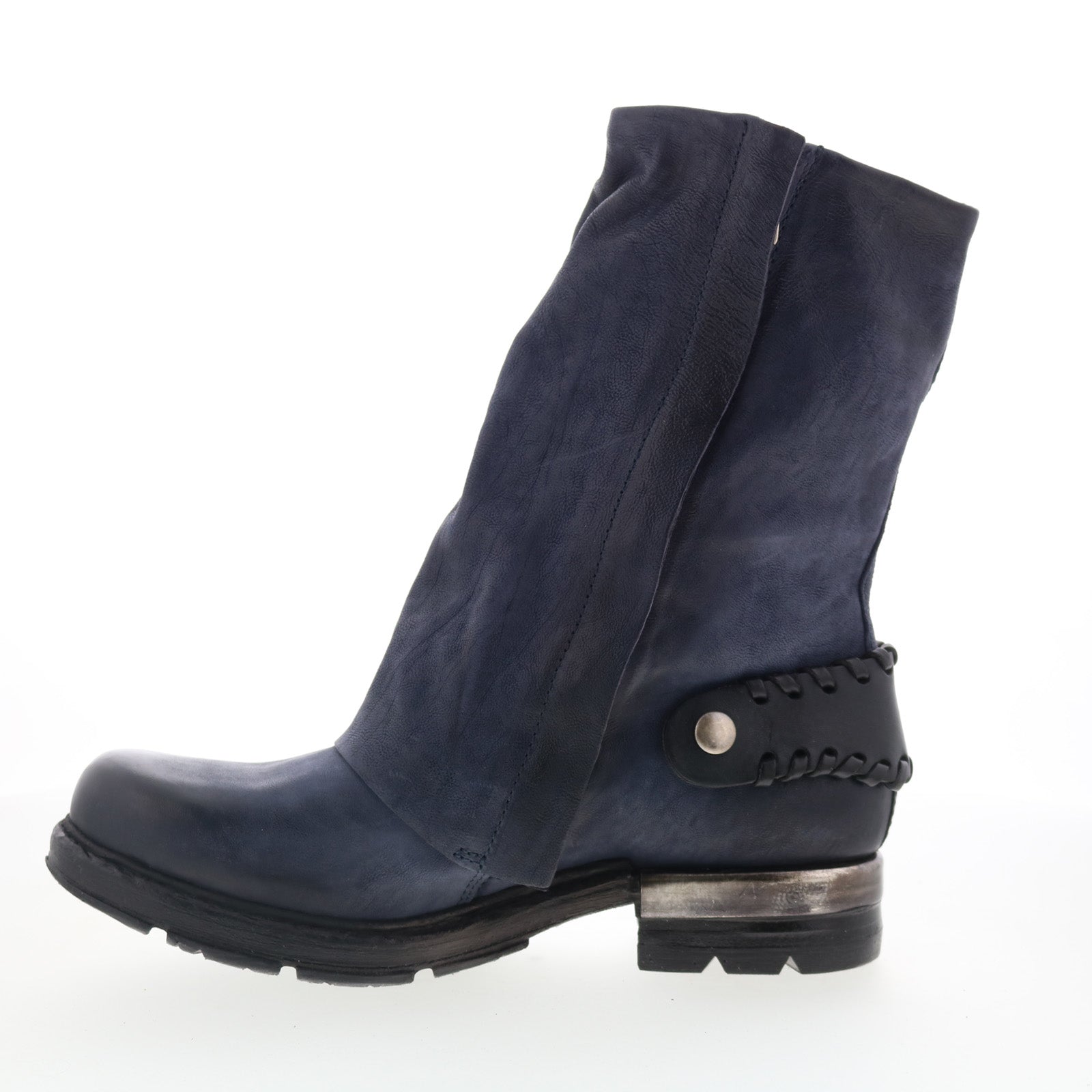 Archibald Womens Blue Leather Zipper Casual Dress Boots