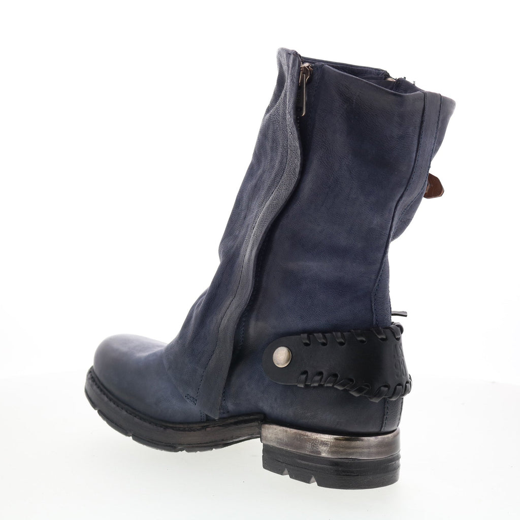 Archibald Womens Blue Leather Zipper Casual Dress Boots