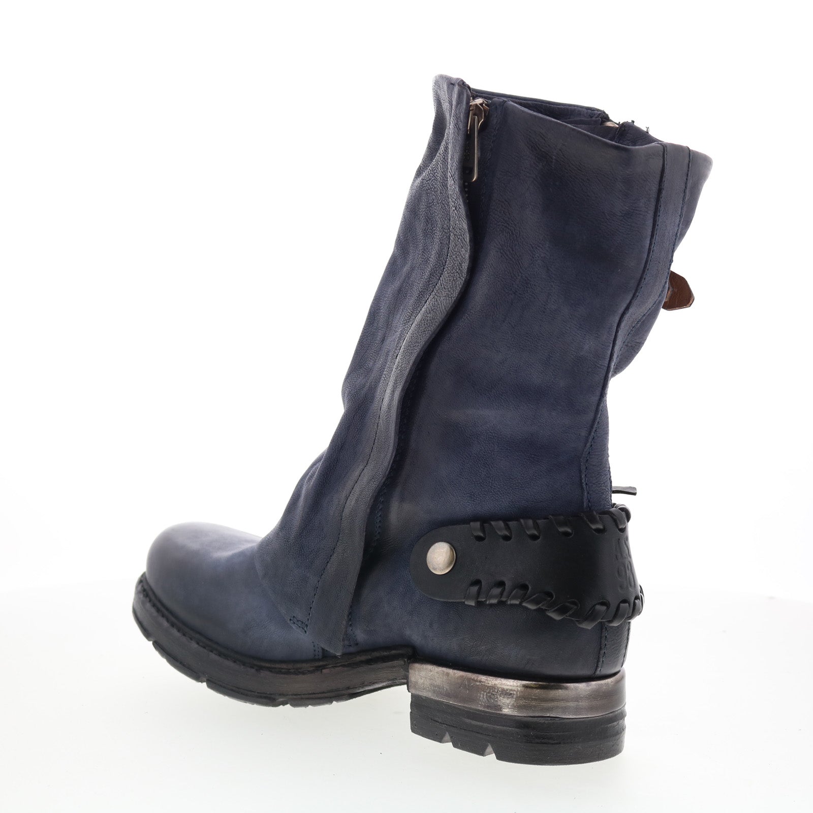 Archibald Womens Blue Leather Zipper Casual Dress Boots