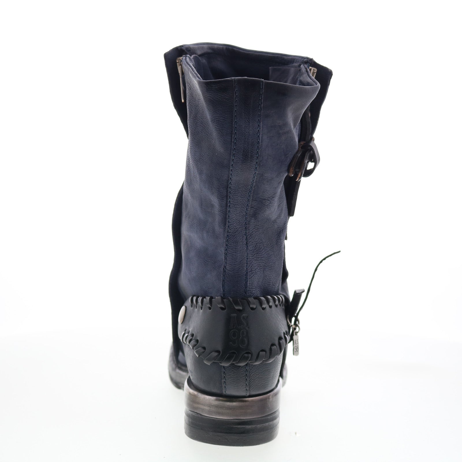 Archibald Womens Blue Leather Zipper Casual Dress Boots