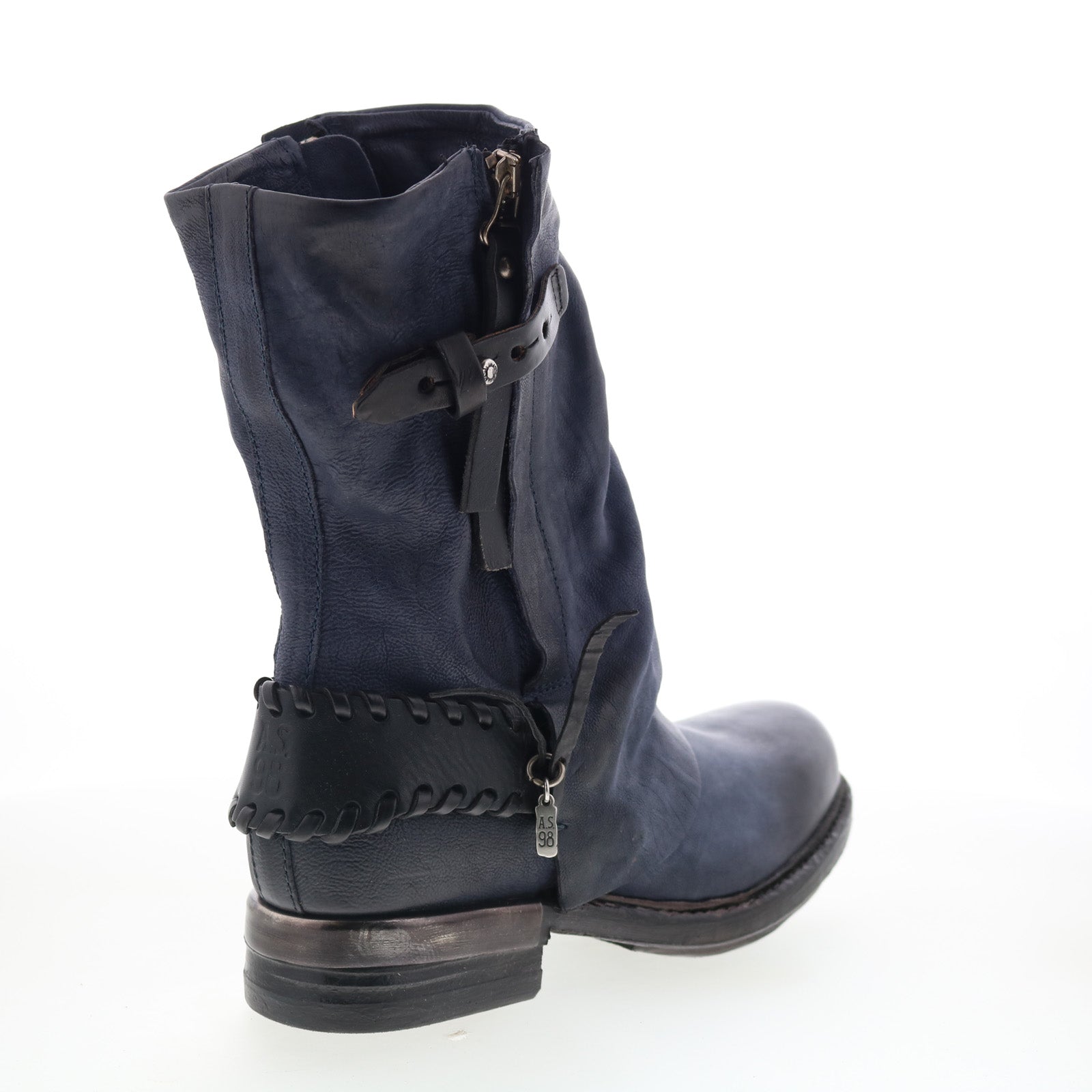Archibald Womens Blue Leather Zipper Casual Dress Boots
