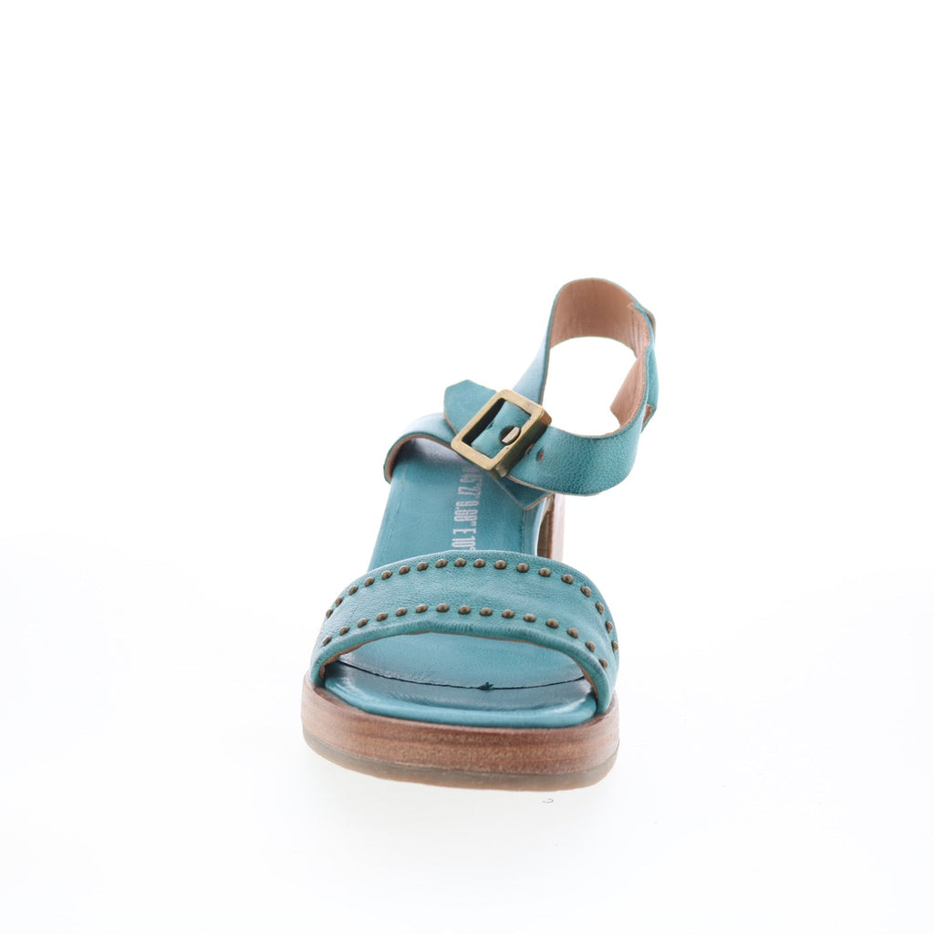 Arvin Womens Green Leather Hook & Loop Heeled Sandals Shoes