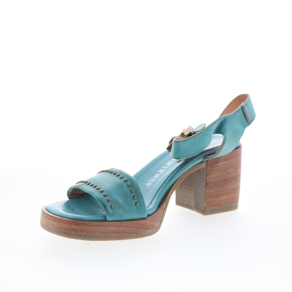 Arvin Womens Green Leather Hook & Loop Heeled Sandals Shoes