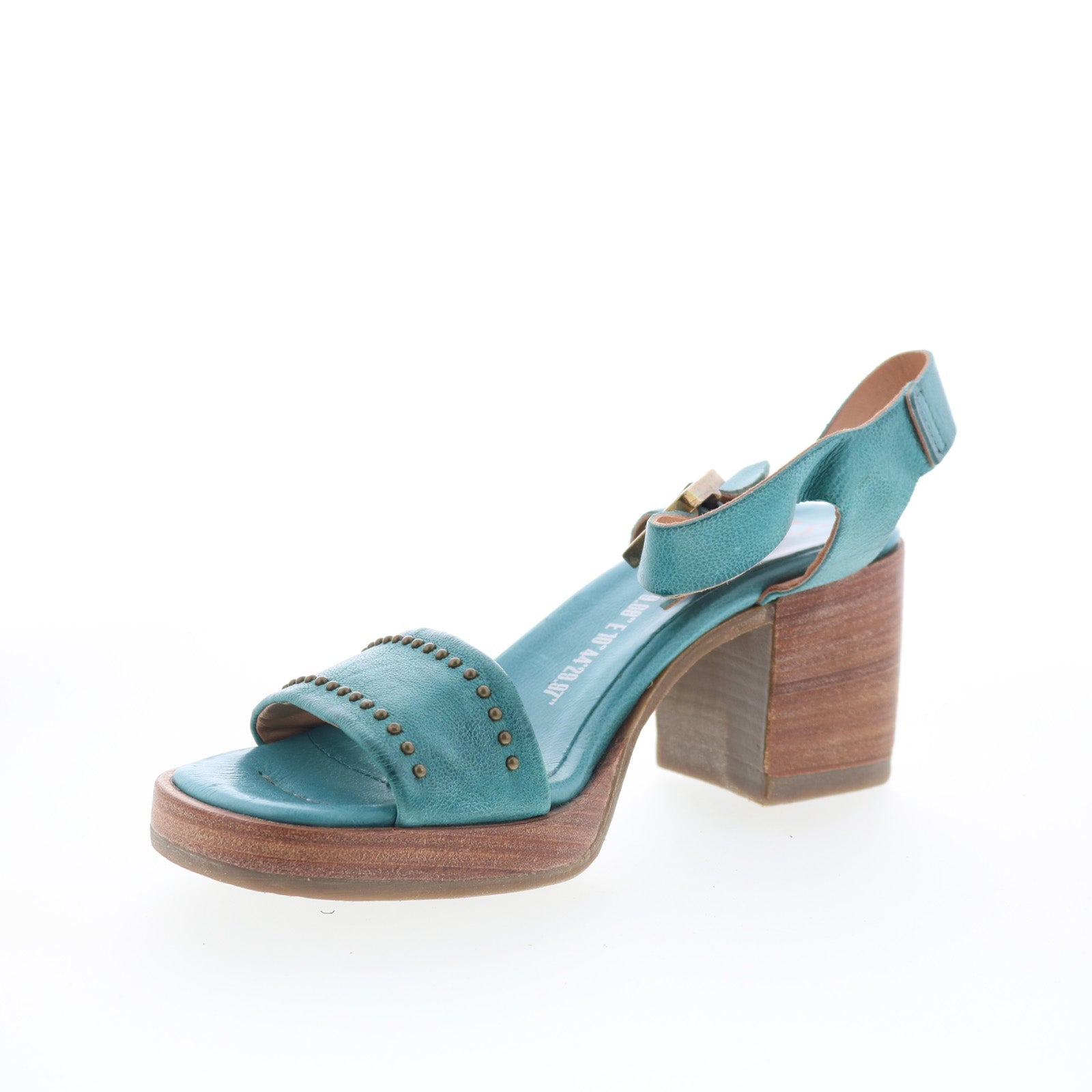 Arvin Womens Green Leather Hook & Loop Heeled Sandals Shoes