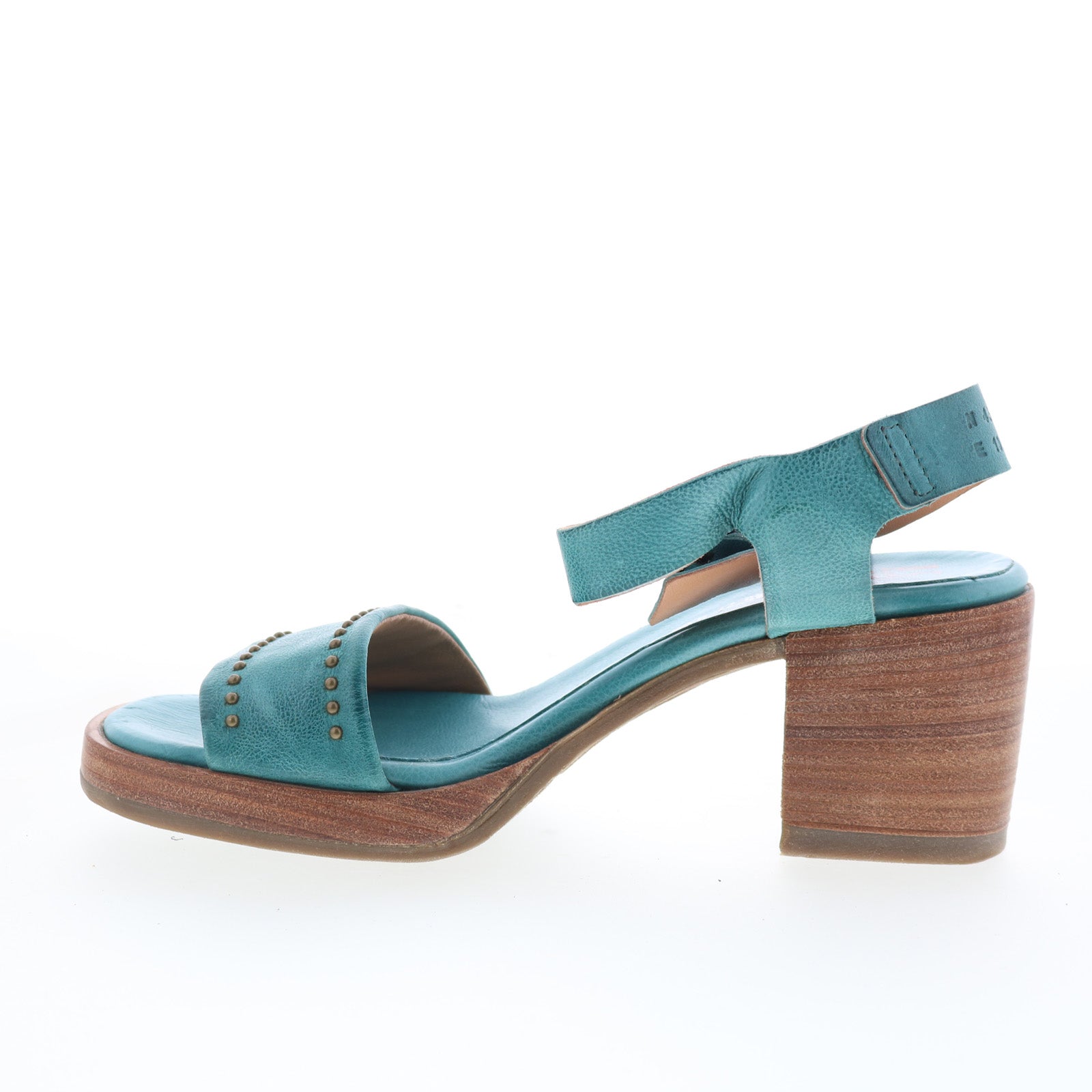 Arvin Womens Green Leather Hook & Loop Heeled Sandals Shoes