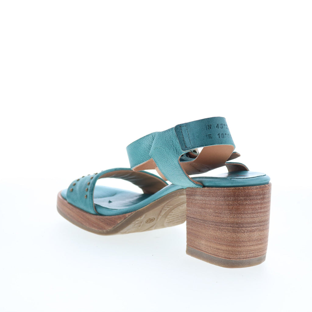 Arvin Womens Green Leather Hook & Loop Heeled Sandals Shoes