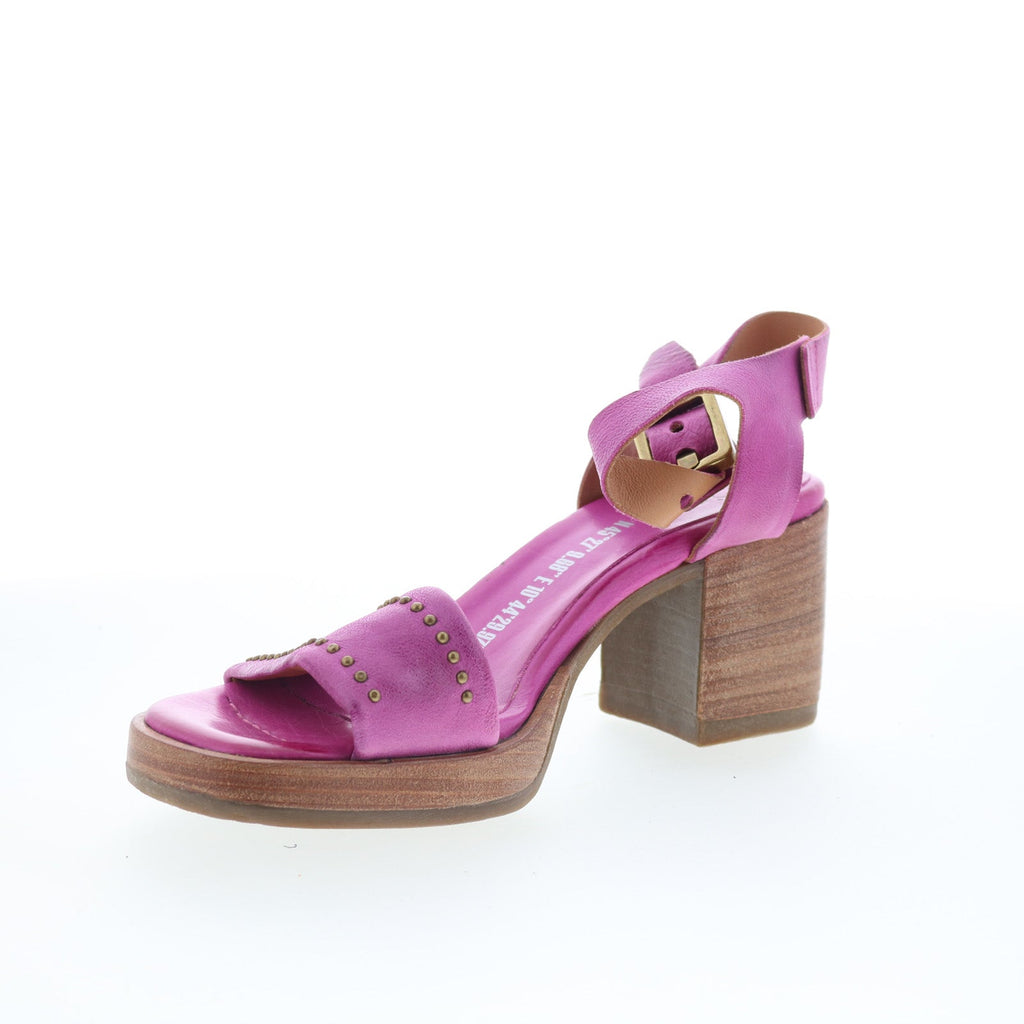 Arvin Womens Purple Leather Hook & Loop Heeled Sandals Shoes