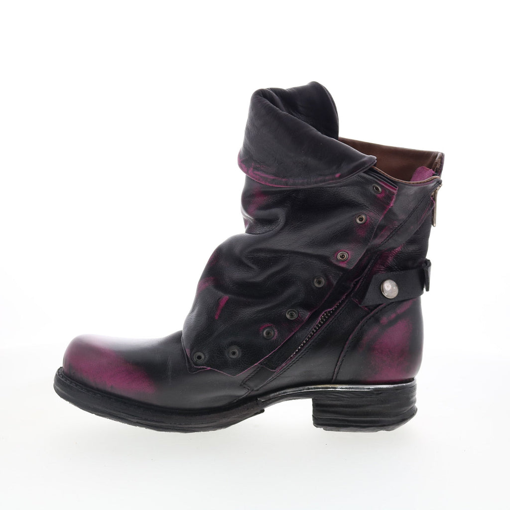 Asher Womens Black Leather Zipper Ankle & Booties Boots