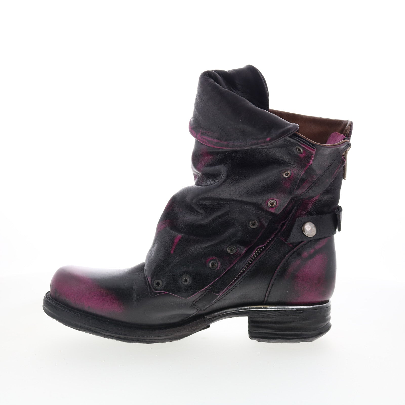 Asher Womens Black Leather Zipper Ankle & Booties Boots