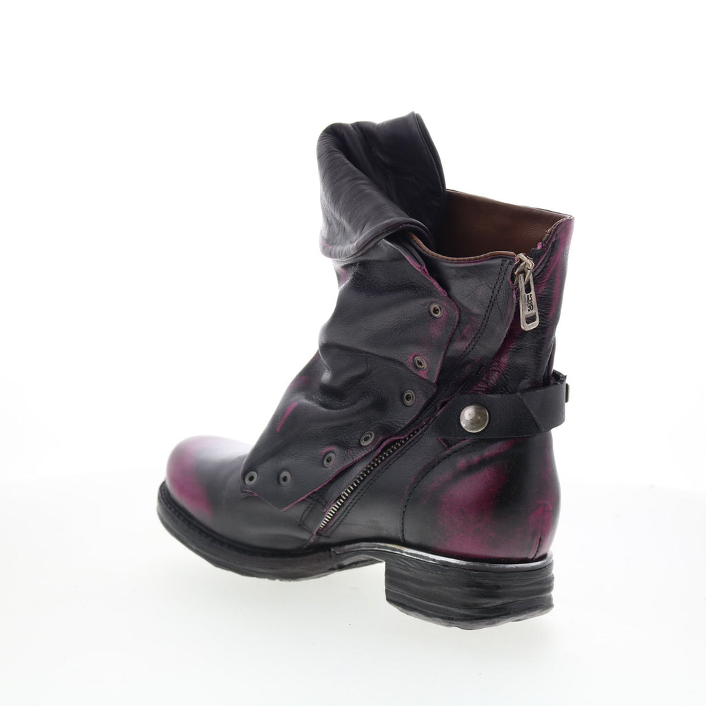 Asher Womens Black Leather Zipper Ankle & Booties Boots