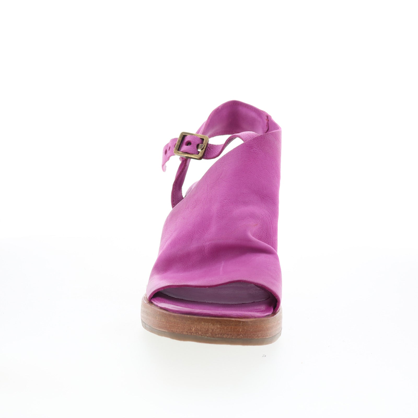 Aston Womens Purple Leather Hook & Loop Heeled Sandals Shoes