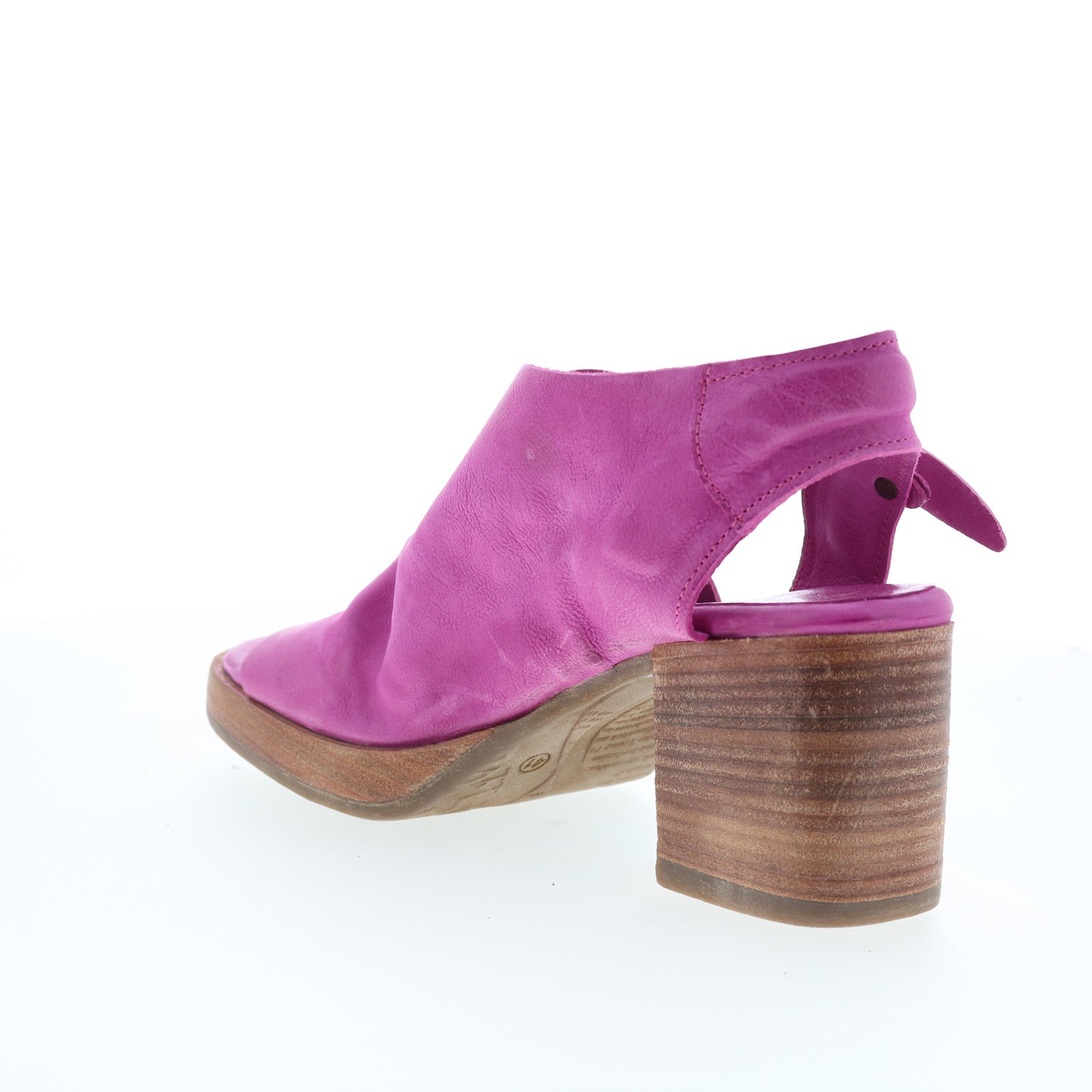 Aston Womens Purple Leather Hook & Loop Heeled Sandals Shoes