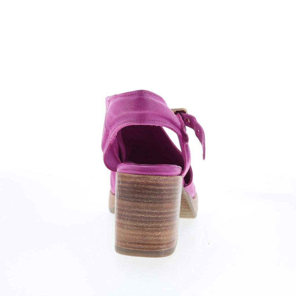 Aston Womens Purple Leather Hook & Loop Heeled Sandals Shoes