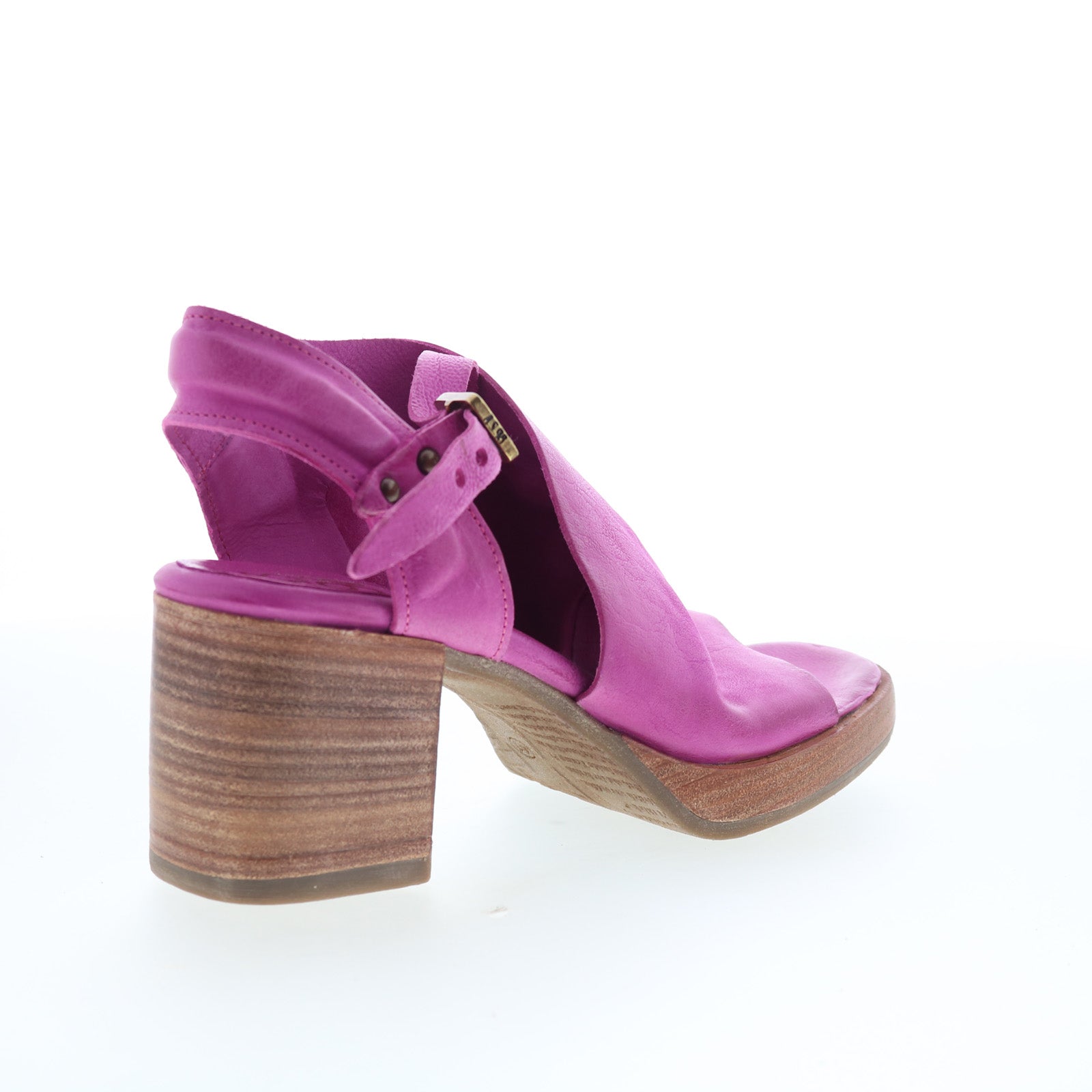 Aston Womens Purple Leather Hook & Loop Heeled Sandals Shoes