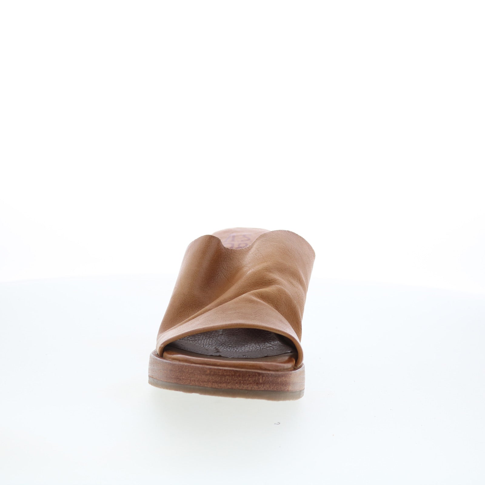 Audien Womens Brown Leather Slip On Heeled Sandals Shoes