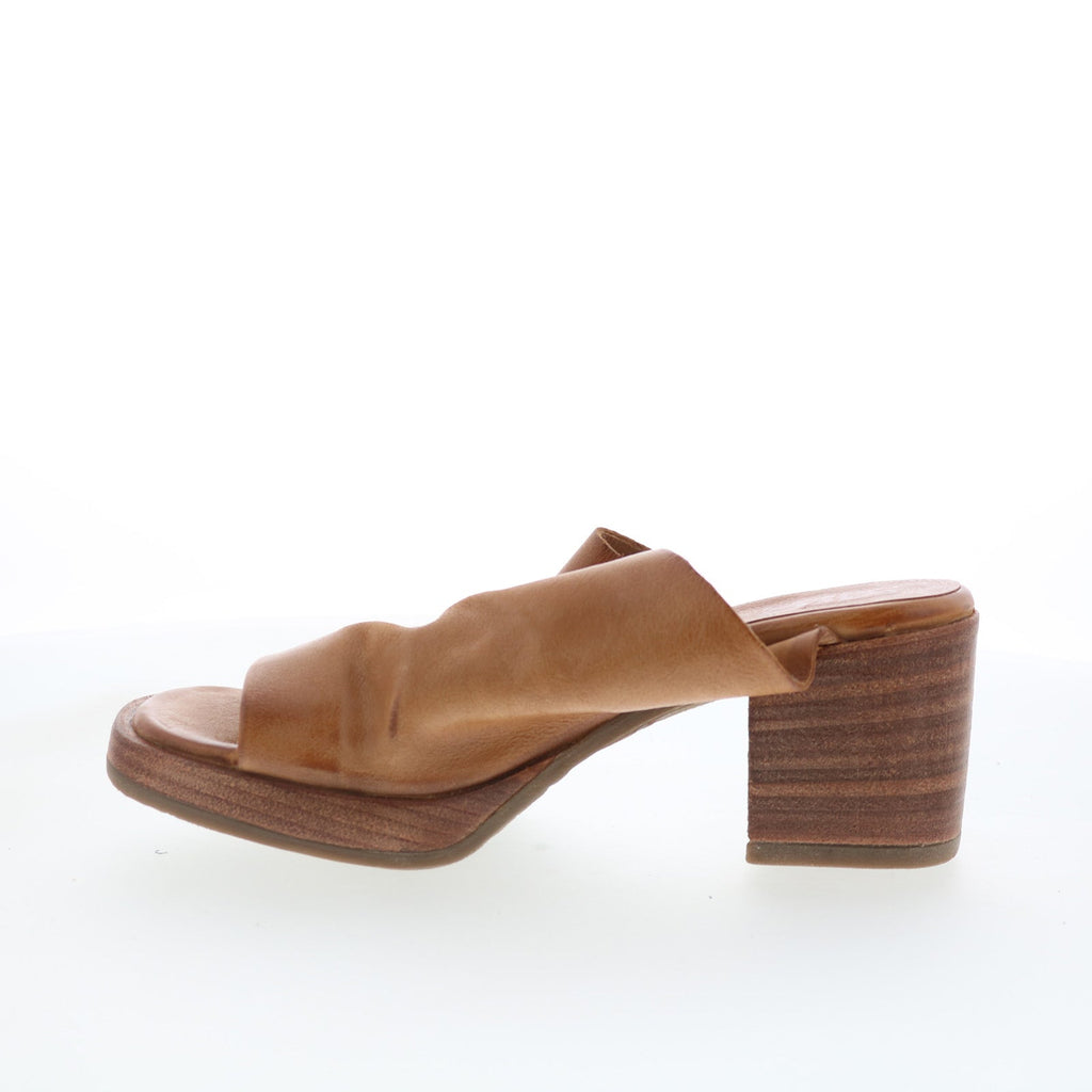 Audien Womens Brown Leather Slip On Heeled Sandals Shoes