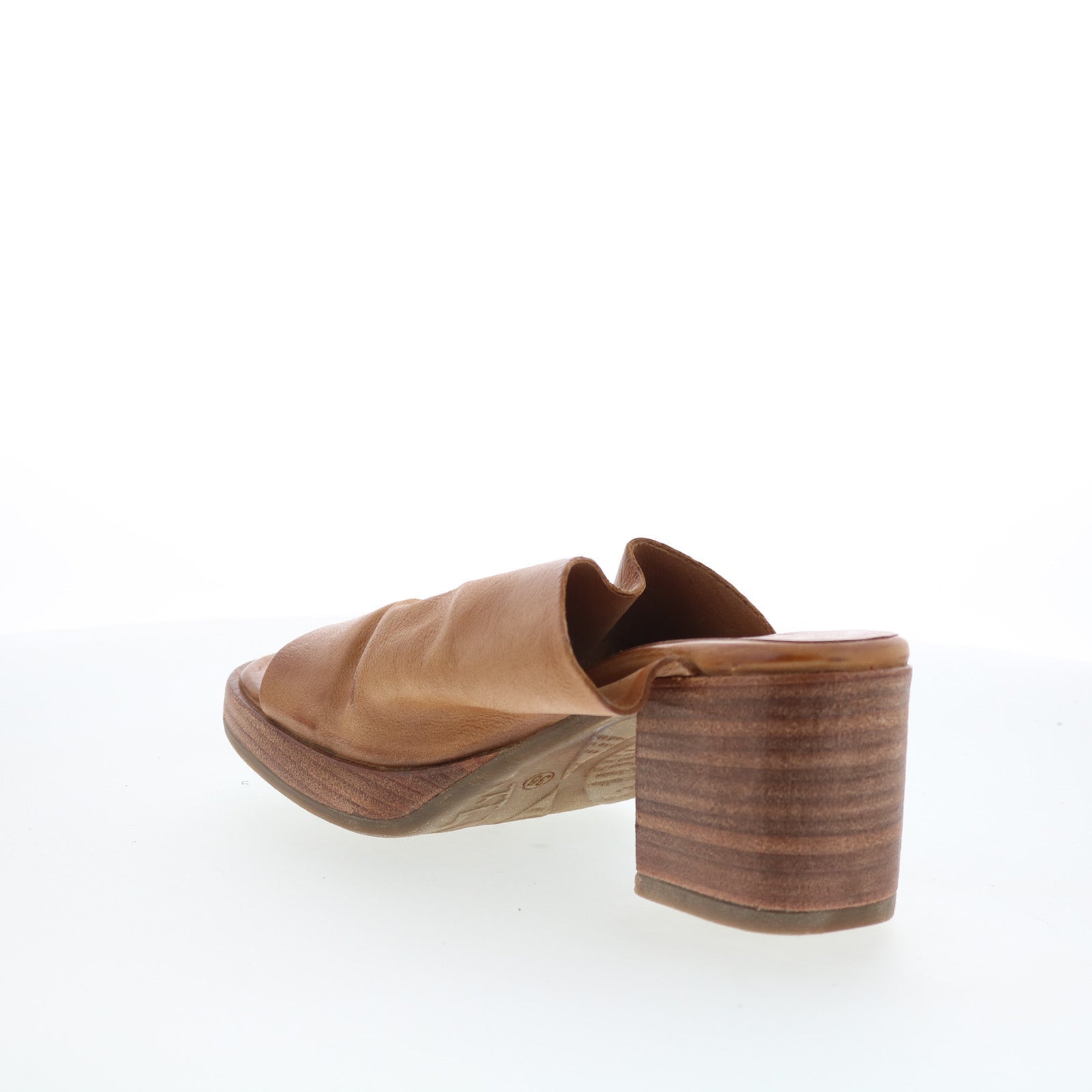 Audien Womens Brown Leather Slip On Heeled Sandals Shoes