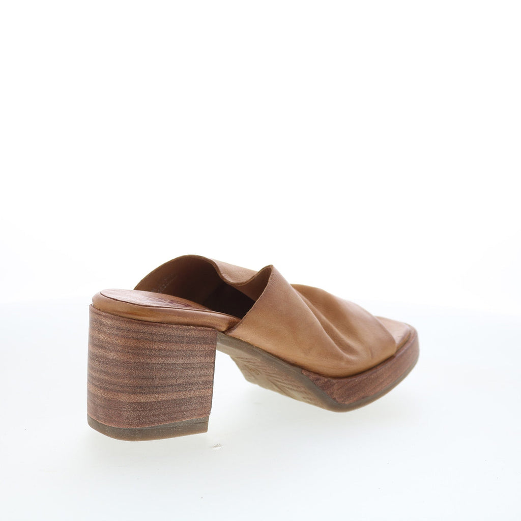 Audien Womens Brown Leather Slip On Heeled Sandals Shoes