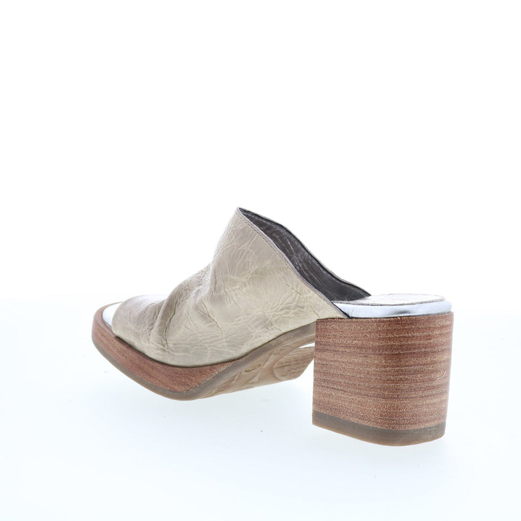 Audien Womens Beige Leather Slip On Heeled Sandals Shoes