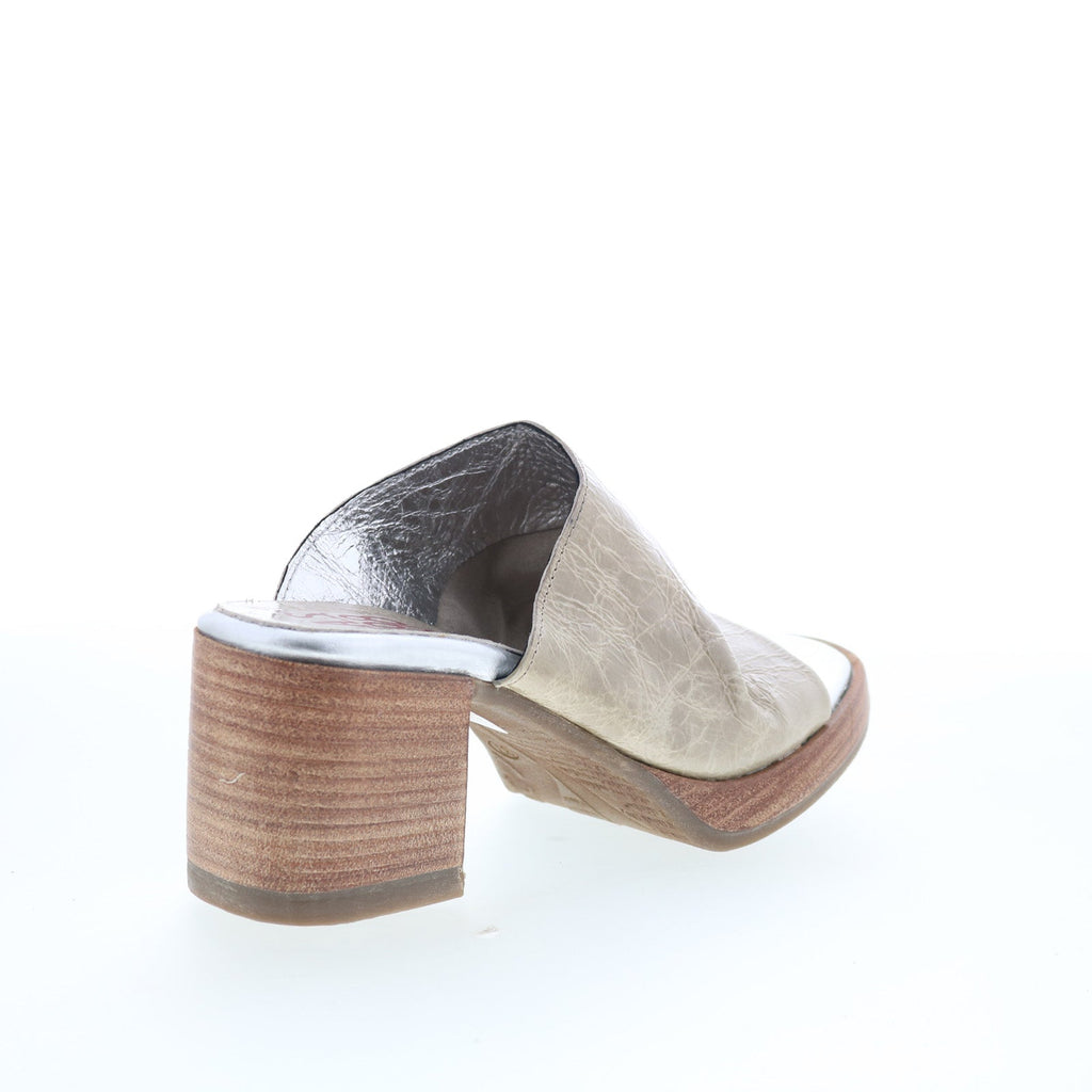 Audien Womens Beige Leather Slip On Heeled Sandals Shoes