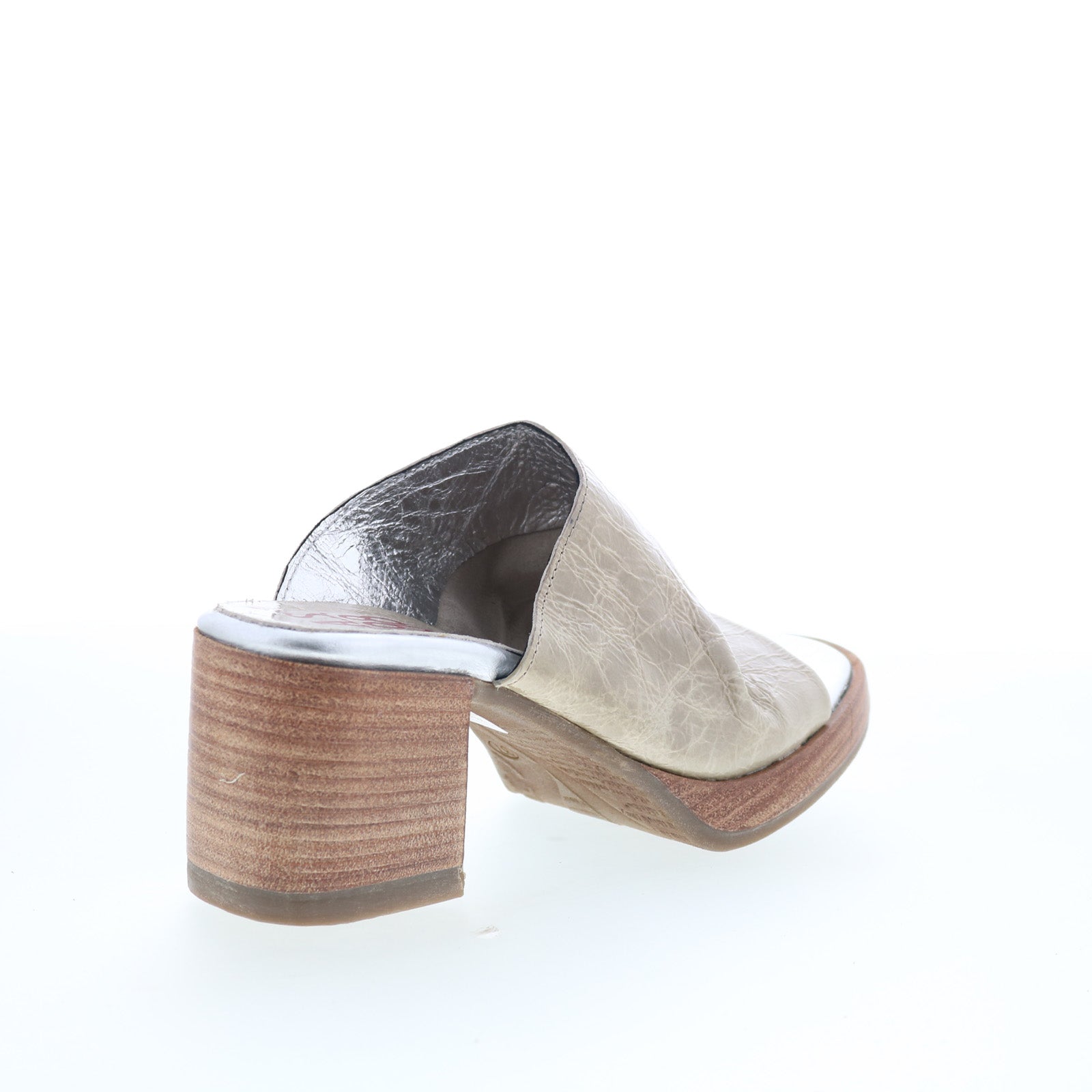 Audien Womens Beige Leather Slip On Heeled Sandals Shoes