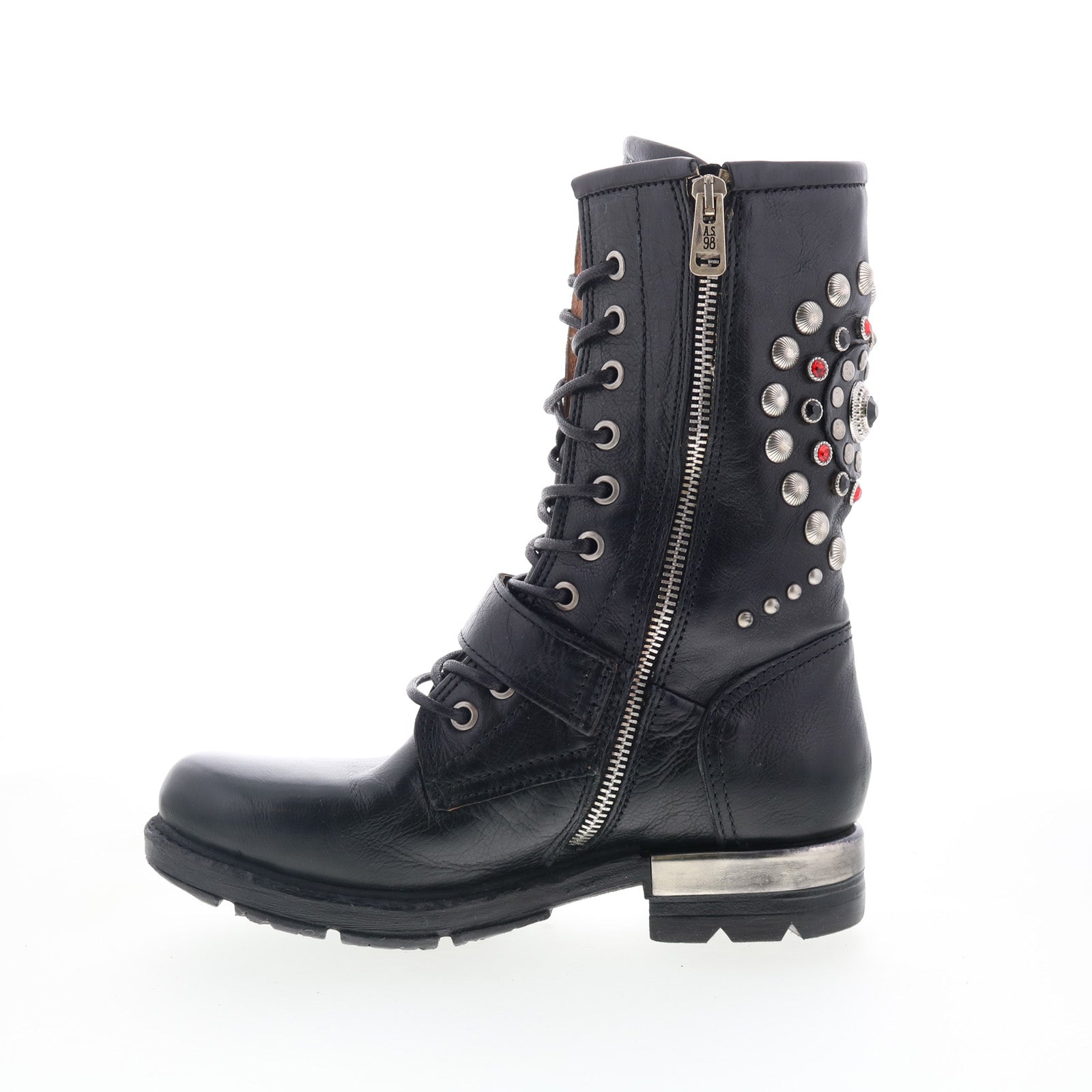 Austin Womens Black Leather Lace Up Casual Dress Boots