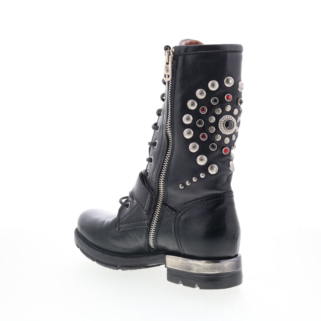 Austin Womens Black Leather Lace Up Casual Dress Boots