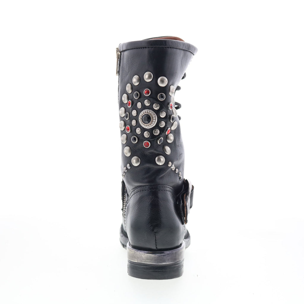 Austin Womens Black Leather Lace Up Casual Dress Boots