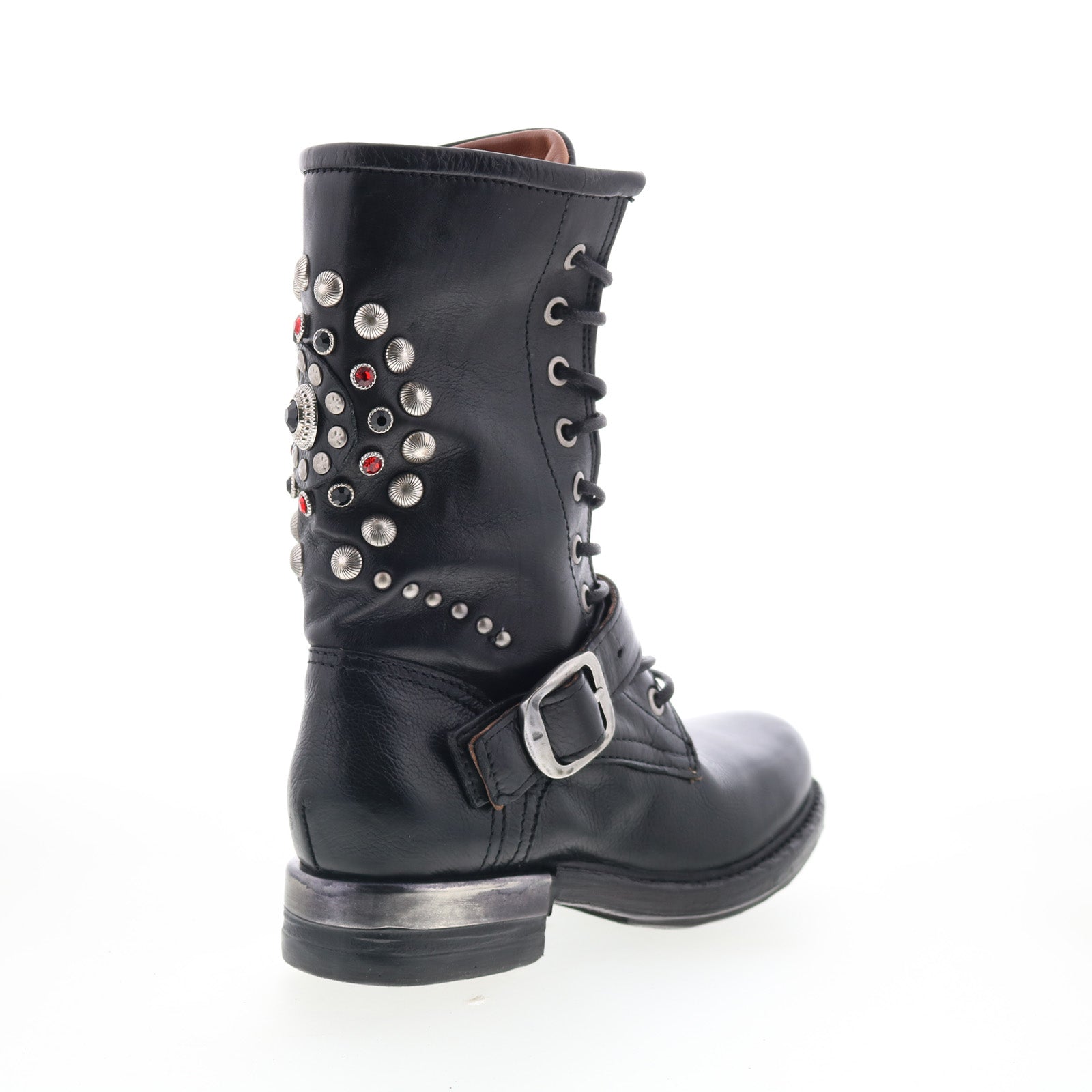 Austin Womens Black Leather Lace Up Casual Dress Boots