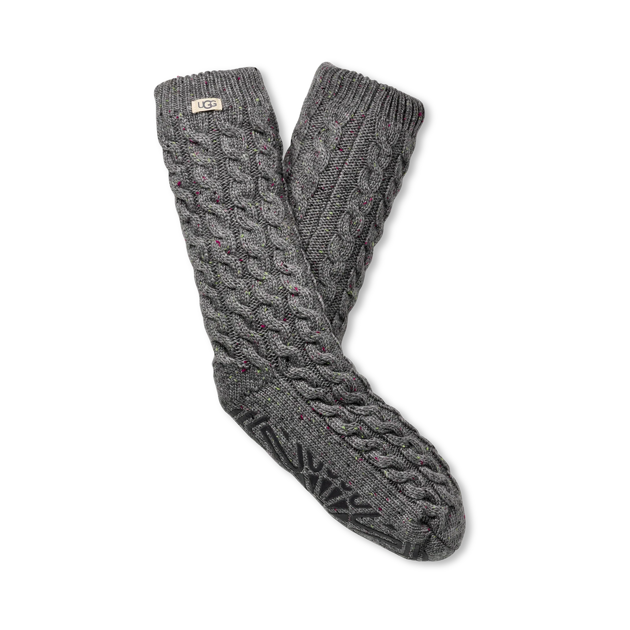 Women's Elowyn Cable Knit Fleece Lined in Charcoal Heather Confetti