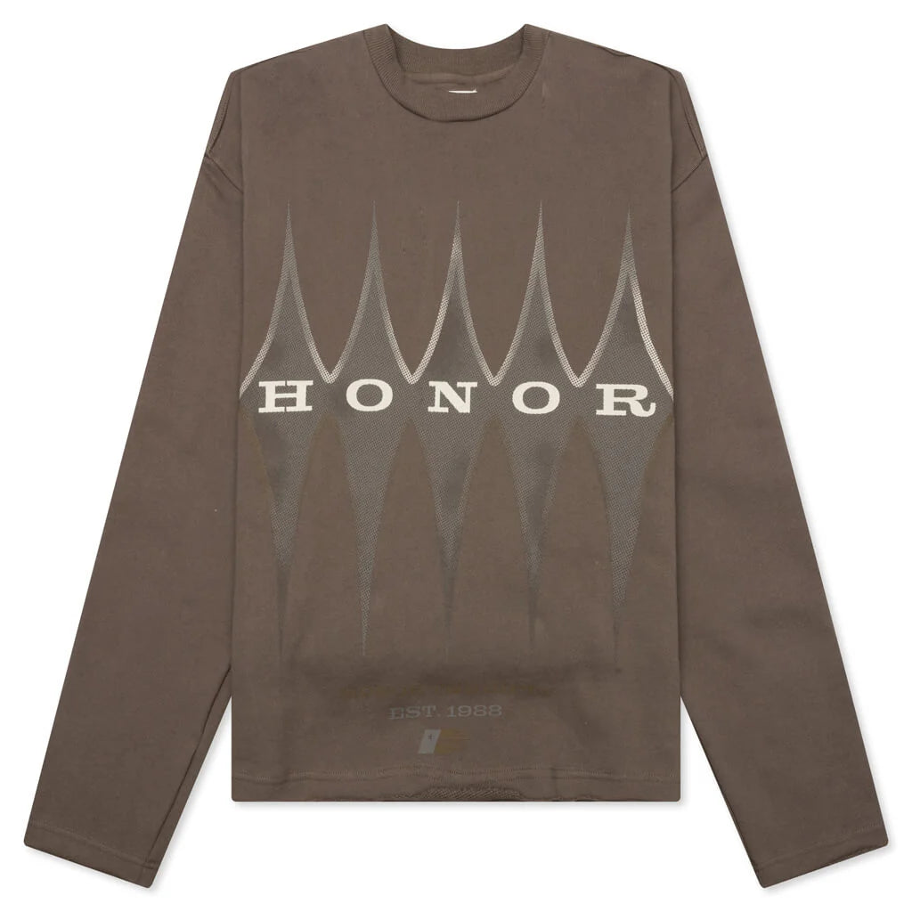 Holiday Honor the Gift Raw Edge Pullover Grey