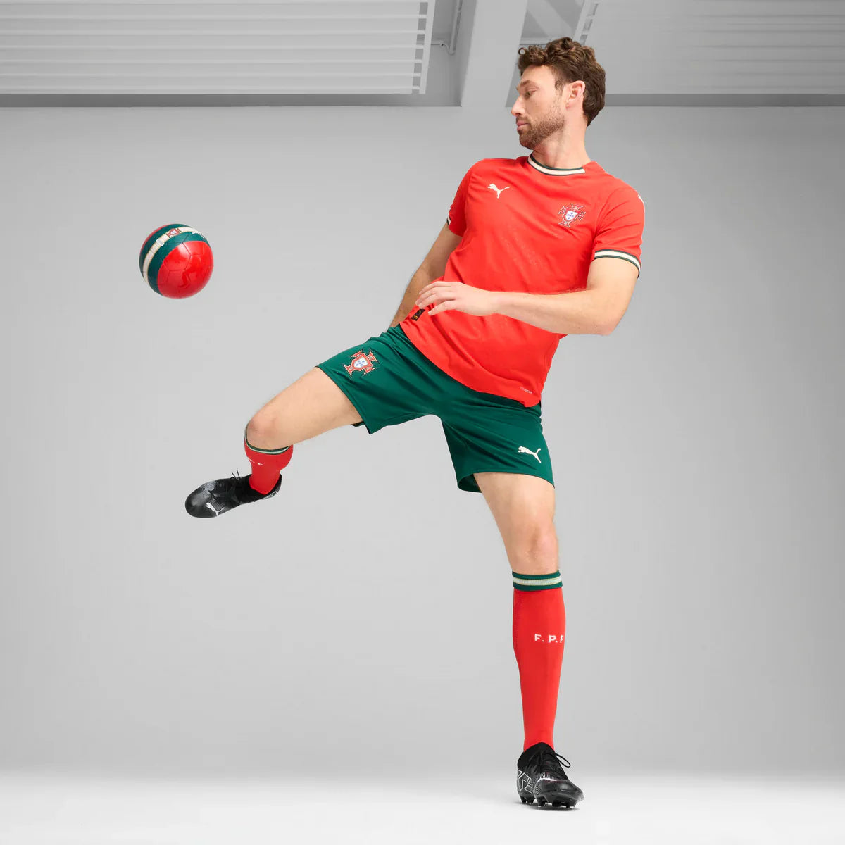 PUMA Portugal Home Authentic Mens Soccer Jersey 25 26 Red