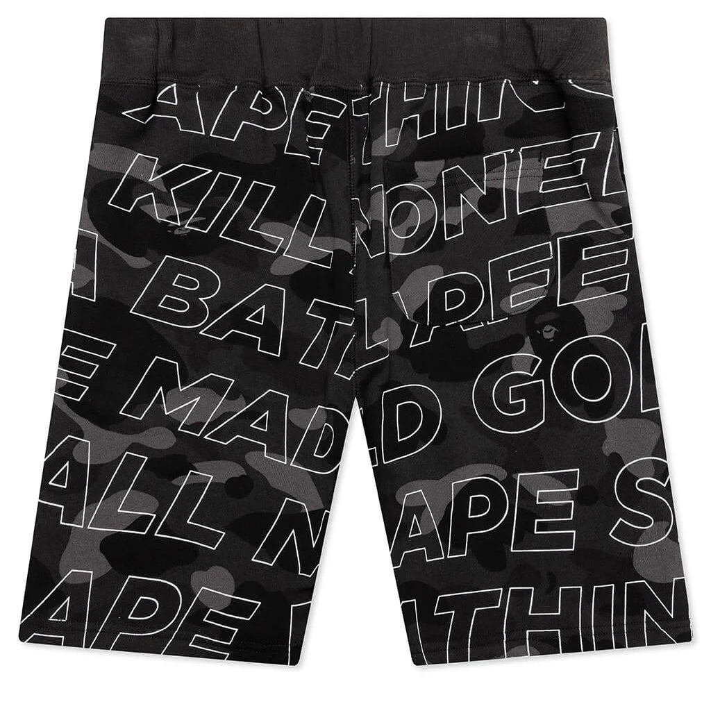 Kids Text Color Camo Shorts Black