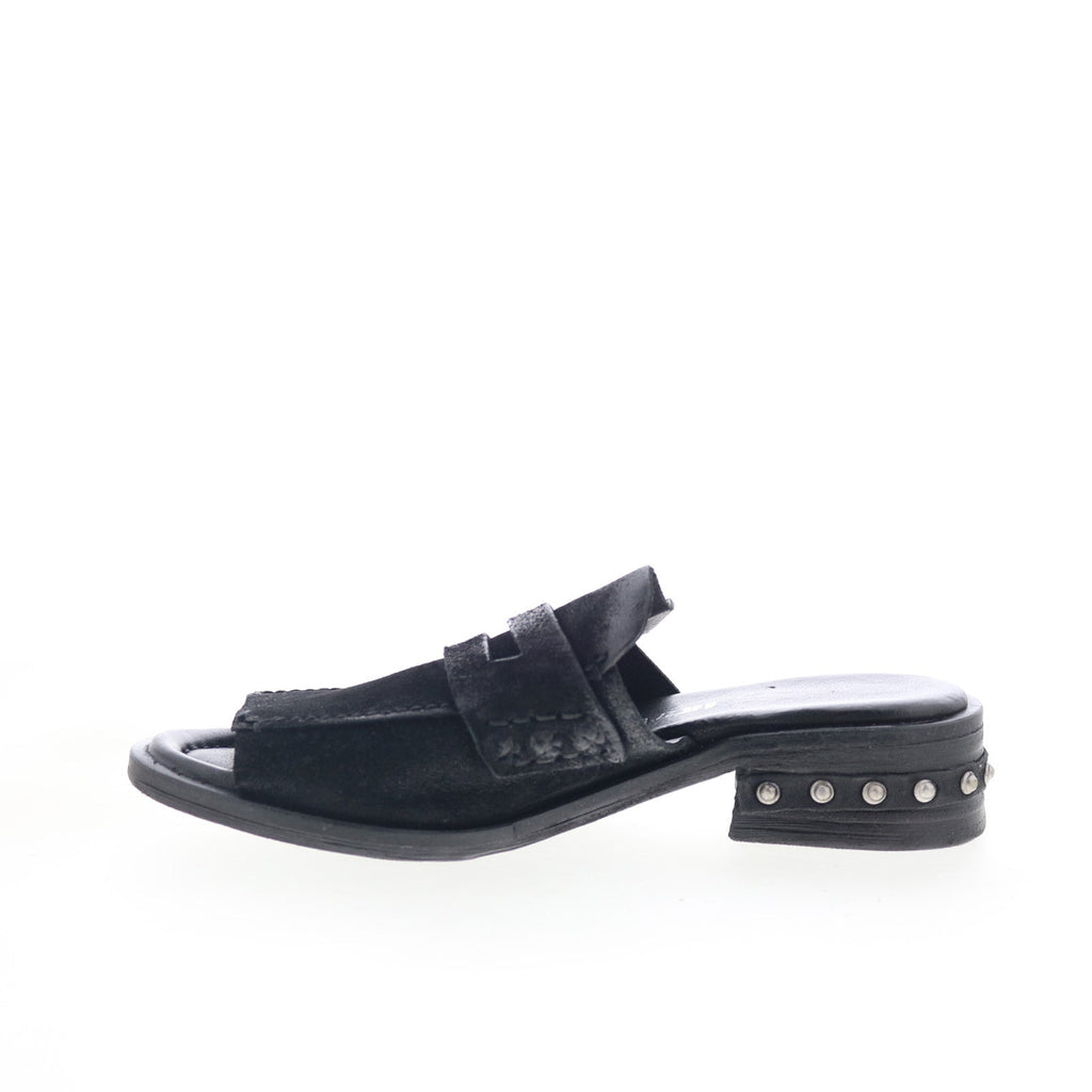 Gino B18003-201-6002 Womens Black Leather Mule Flats Shoes