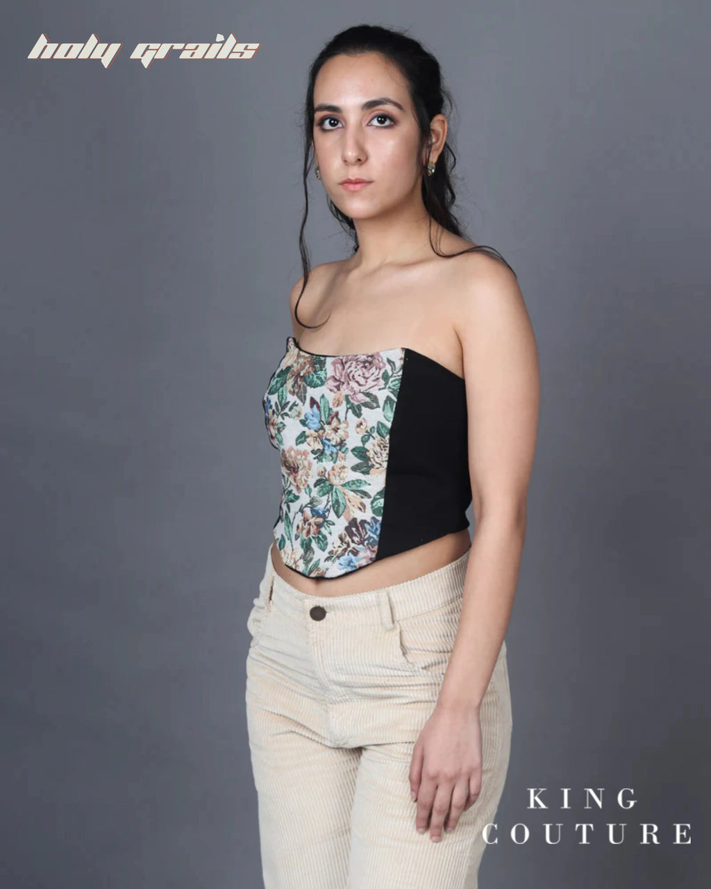 Grey Floral Jacquard Corset HG x King Couture