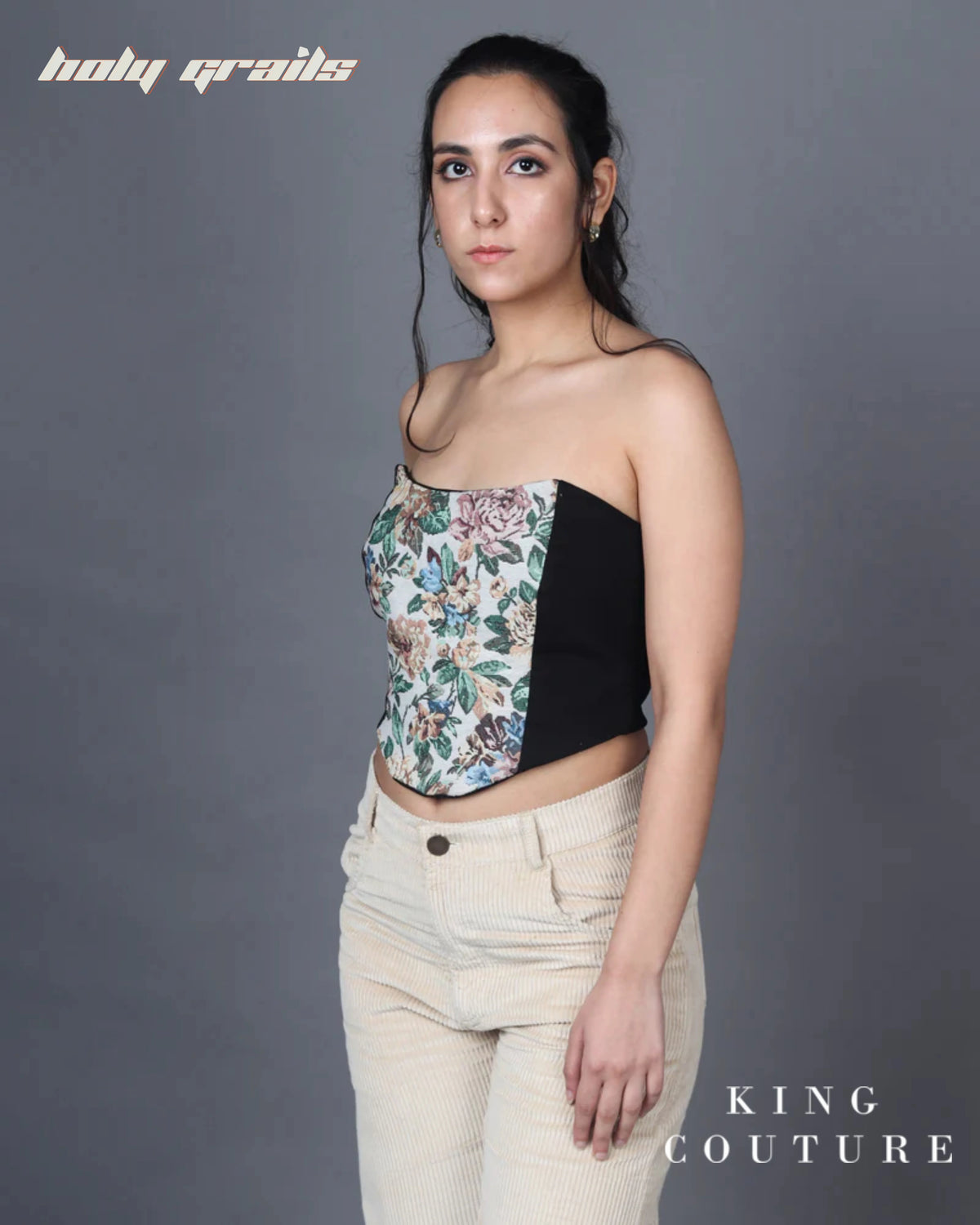 Grey Floral Jacquard Corset HG x King Couture