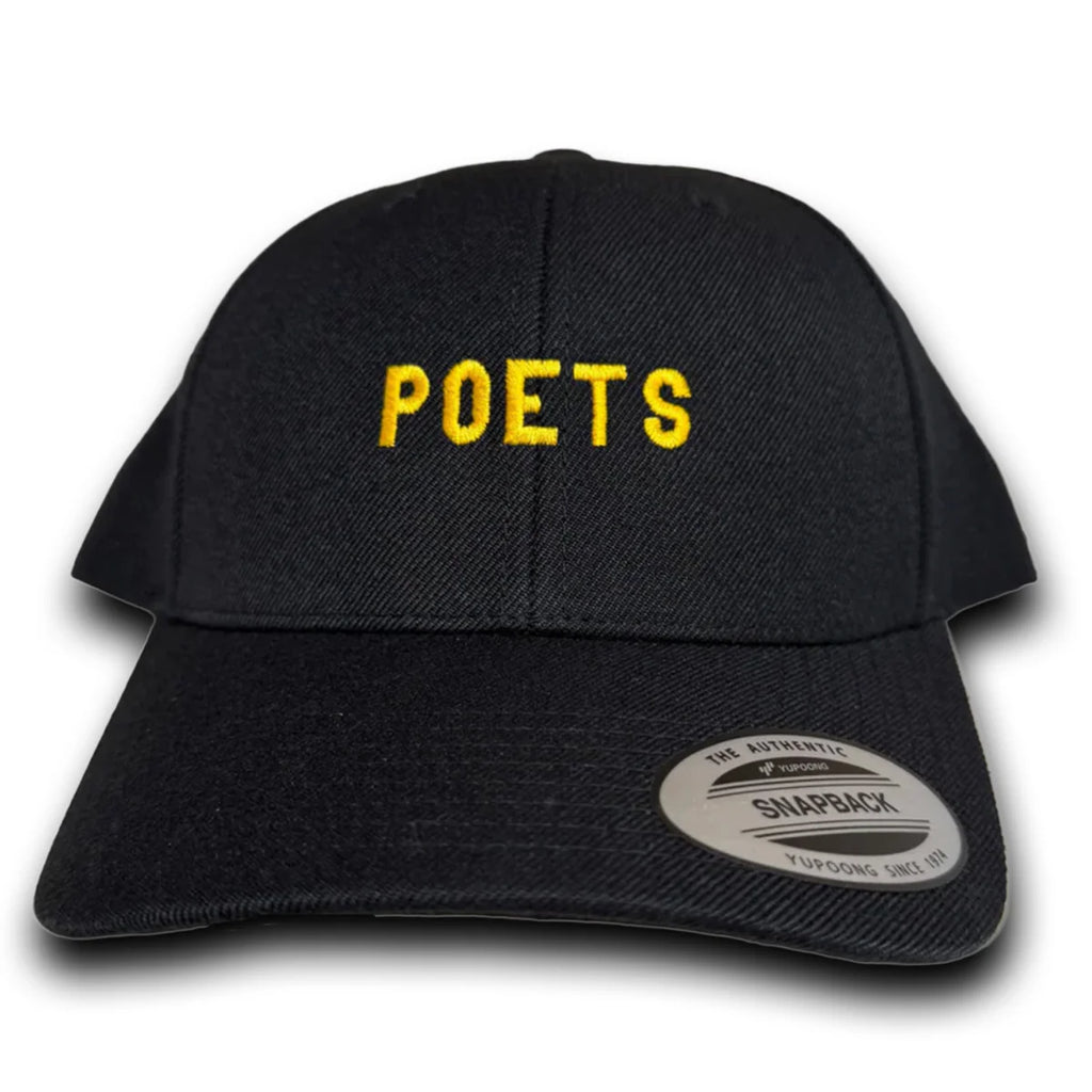 Poets Embroidered Cloth Snapback Hat Black
