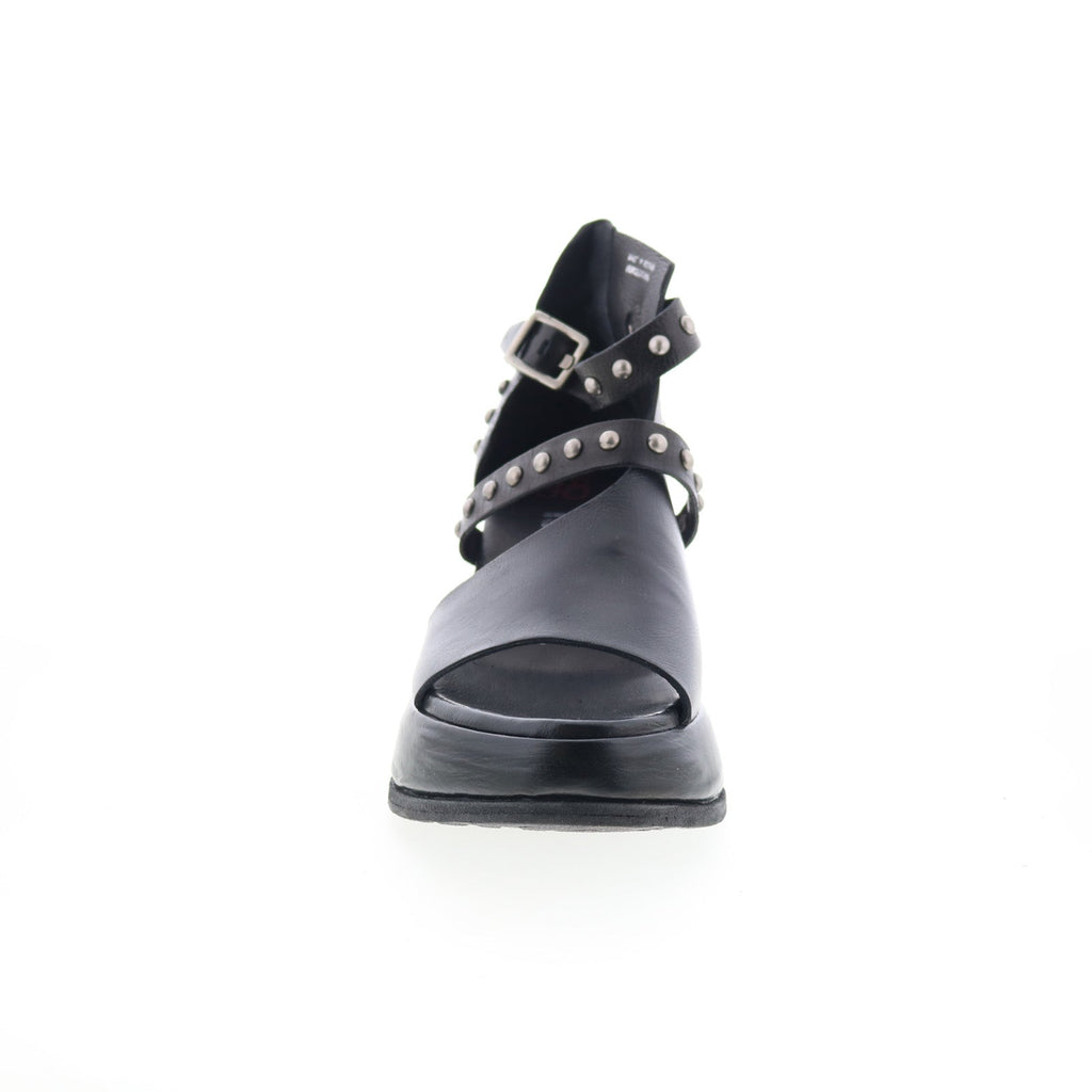 Raza B27006-201-6002 Womens Black Leather Heeled Sandals Shoes